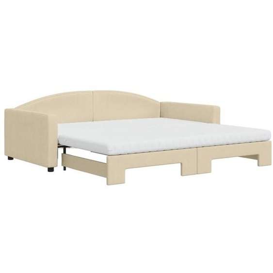 vidaXL Lit de jour extensible avec matelas Crème 100x200 cm Tissu