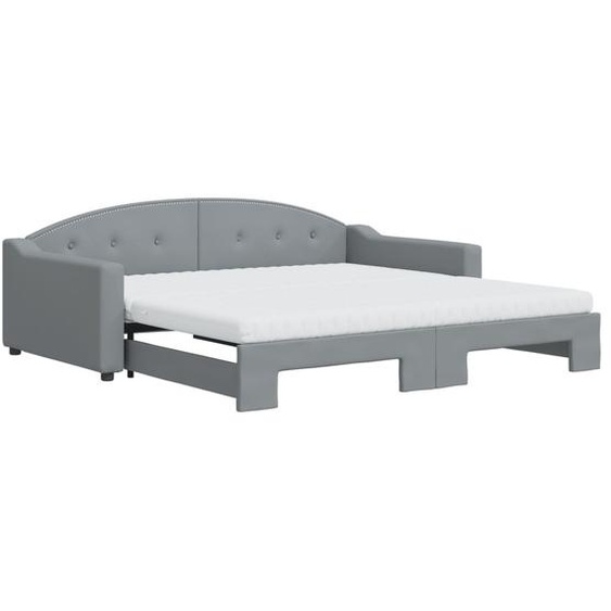 vidaXL Lit de jour extensible avec matelas gris clair 100x200 cm Tissu