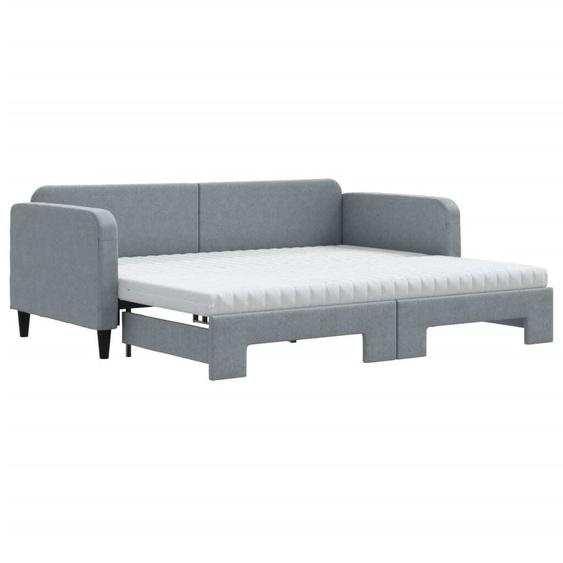 vidaXL Lit de jour extensible avec matelas gris clair 90x200 cm Tissu