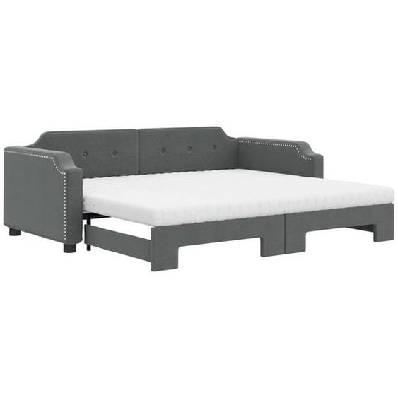 vidaXL Lit de jour extensible avec matelas gris foncé 100x200 cm Tissu