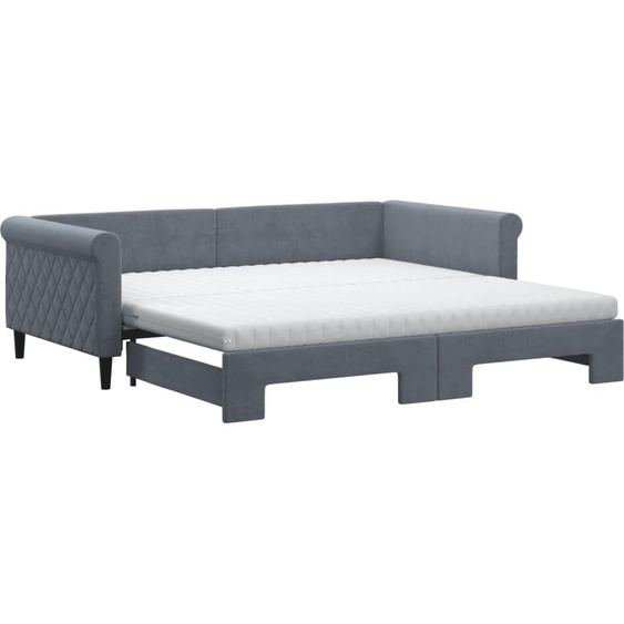 vidaXL Lit de jour extensible avec matelas gris foncé 100x200 cm velours