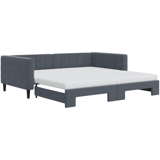 vidaXL Lit de jour extensible avec matelas gris foncé 100x200 cm velours