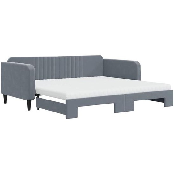vidaXL Lit de jour extensible avec matelas gris foncé 100x200 cm velours