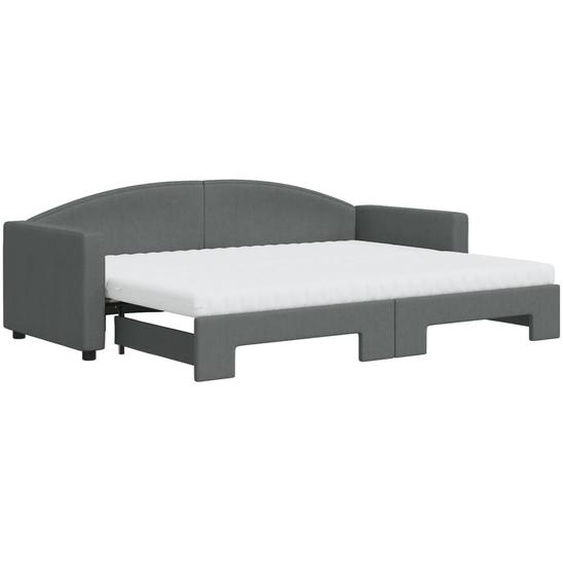 vidaXL Lit de jour extensible avec matelas gris foncé 80x200 cm Tissu