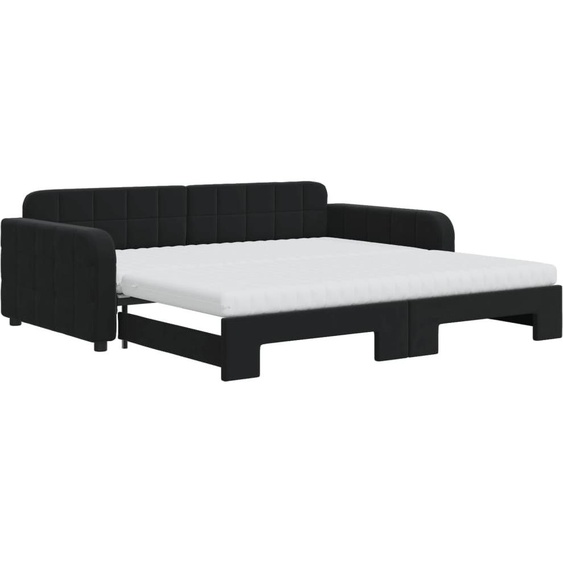 vidaXL Lit de jour extensible avec matelas noir 100x200 cm velours