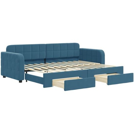 vidaXL Lit de jour extensible avec tiroirs bleu 80x200 cm velours