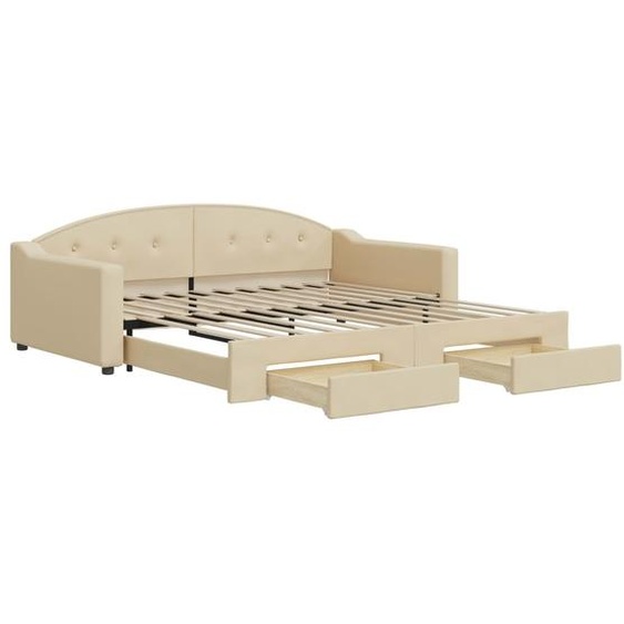 vidaXL Lit de jour extensible avec tiroirs Crème 100x200 cm Tissu