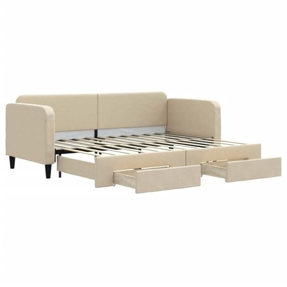 vidaXL Lit de jour extensible avec tiroirs Crème 80x200 cm Tissu