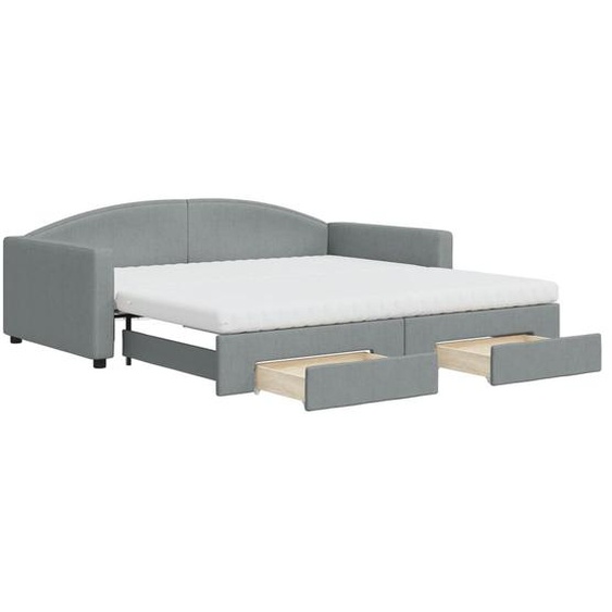 vidaXL Lit de jour extensible avec tiroirs gris clair 100x200 cm Tissu