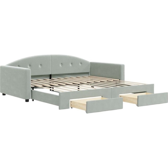 vidaXL Lit de jour extensible avec tiroirs gris clair 100x200 cm velours