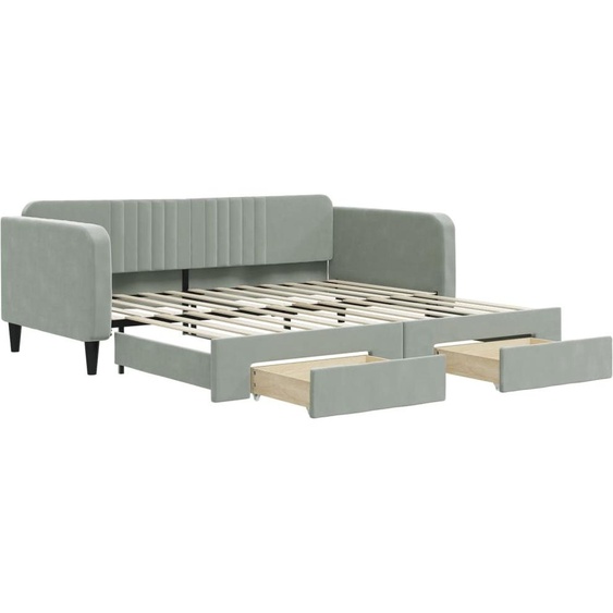 vidaXL Lit de jour extensible avec tiroirs gris clair 100x200 cm velours