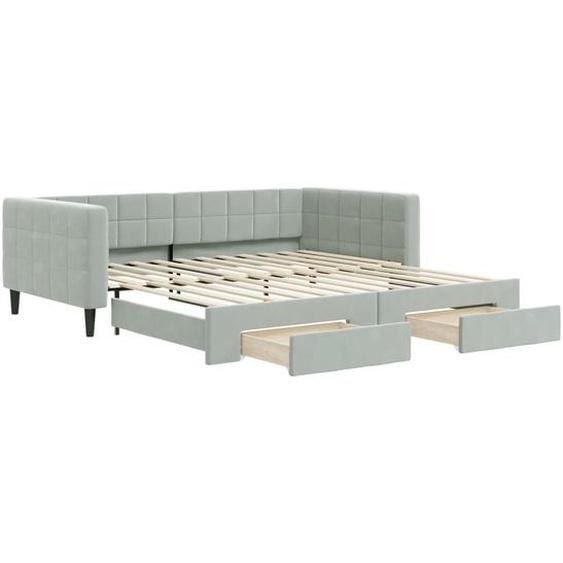 vidaXL Lit de jour extensible avec tiroirs gris clair 100x200 cm velours