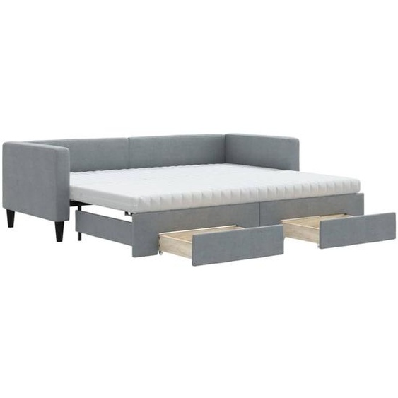 vidaXL Lit de jour extensible avec tiroirs gris clair 80x200 cm Tissu
