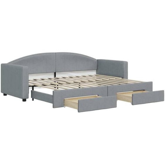 vidaXL Lit de jour extensible avec tiroirs gris clair 80x200 cm Tissu