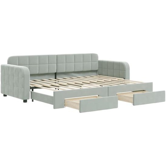 vidaXL Lit de jour extensible avec tiroirs gris clair 80x200 cm velours