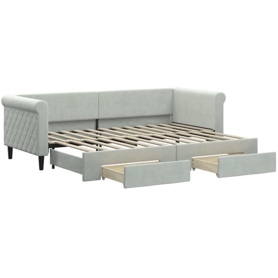 vidaXL Lit de jour extensible avec tiroirs gris clair 80x200 cm velours