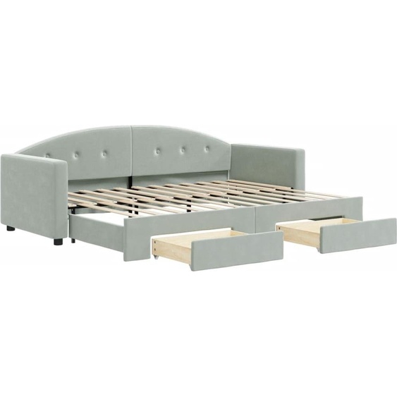 vidaXL Lit de jour extensible avec tiroirs gris clair 80x200 cm velours