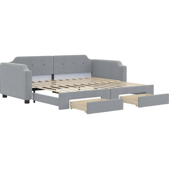 vidaXL Lit de jour extensible avec tiroirs gris clair 90x200 cm Tissu