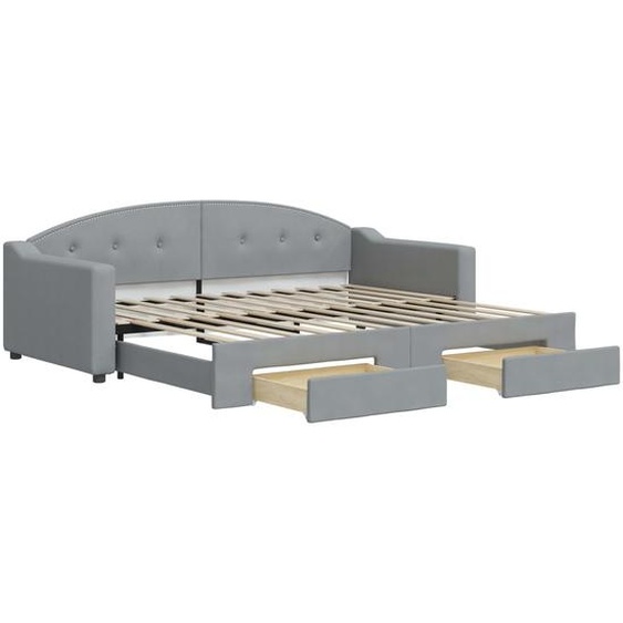 vidaXL Lit de jour extensible avec tiroirs gris clair 90x200 cm Tissu