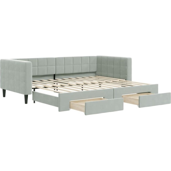 vidaXL Lit de jour extensible avec tiroirs gris clair 90x200 cm velours