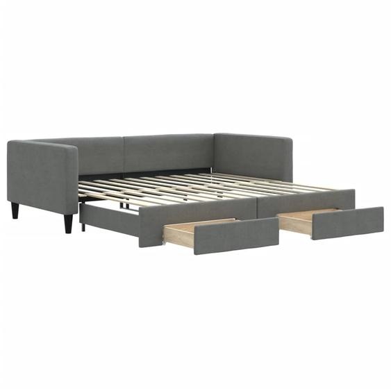 vidaXL Lit de jour extensible avec tiroirs gris foncé 100x200 cm Tissu