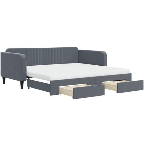 vidaXL Lit de jour extensible avec tiroirs gris foncé 100x200 cm velours