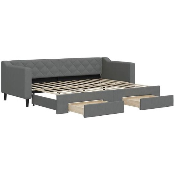 vidaXL Lit de jour extensible avec tiroirs gris foncé 80x200 cm Tissu