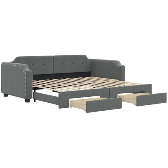 vidaXL Lit de jour extensible avec tiroirs gris foncé 80x200 cm Tissu