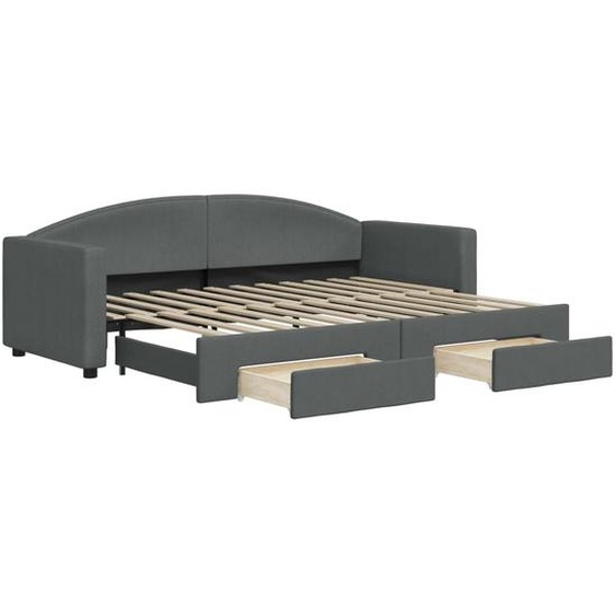 vidaXL Lit de jour extensible avec tiroirs gris foncé 80x200 cm Tissu