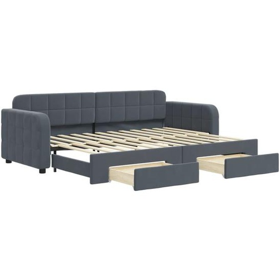 vidaXL Lit de jour extensible avec tiroirs gris foncé 80x200 cm velours
