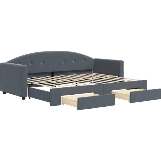 vidaXL Lit de jour extensible avec tiroirs gris foncé 80x200 cm velours