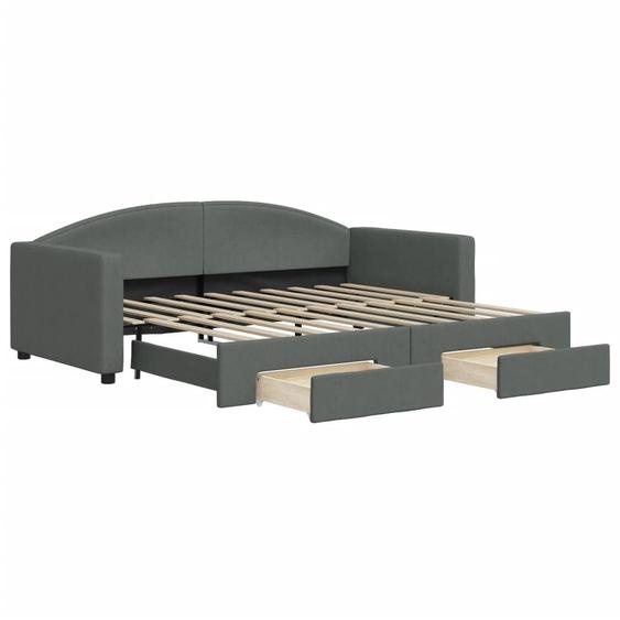 vidaXL Lit de jour extensible avec tiroirs gris foncé 90x190 cm Tissu