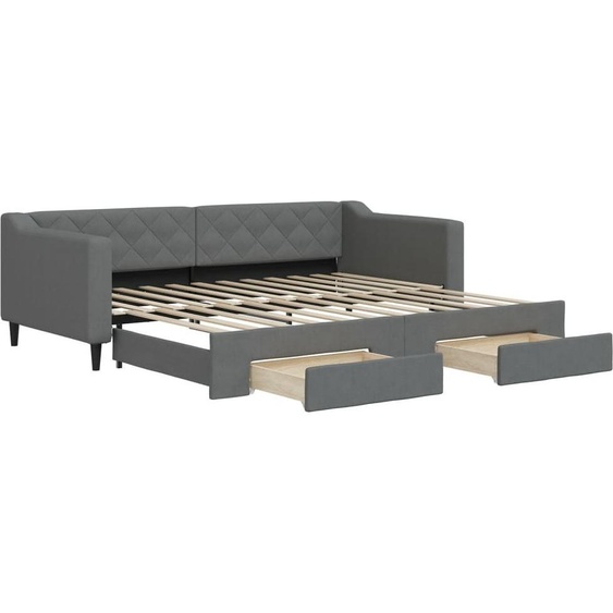 vidaXL Lit de jour extensible avec tiroirs gris foncé 90x200 cm Tissu