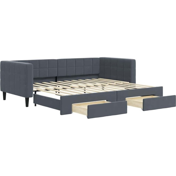 vidaXL Lit de jour extensible avec tiroirs gris foncé 90x200 cm velours
