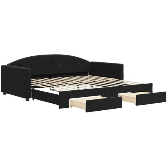 vidaXL Lit de jour extensible avec tiroirs noir 100x200 cm velours