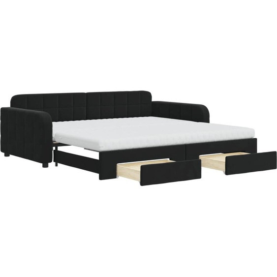 vidaXL Lit de jour extensible avec tiroirs noir 100x200 cm velours