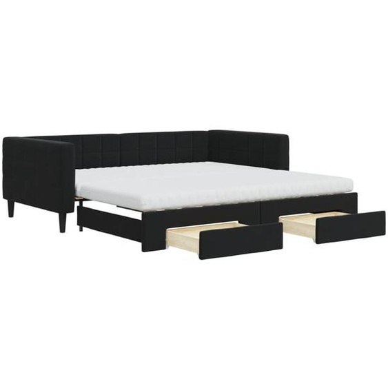 vidaXL Lit de jour extensible avec tiroirs noir 100x200 cm velours