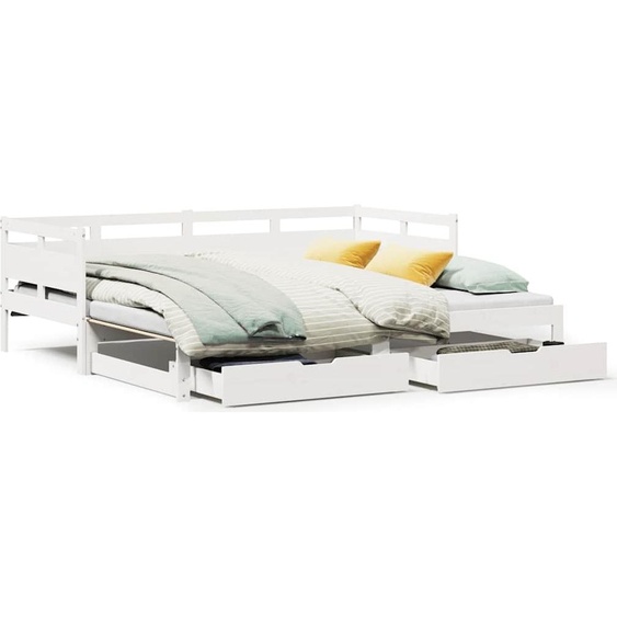 vidaXL Lit de jour extensible avec tiroirs sans matelas blanc 90x190cm