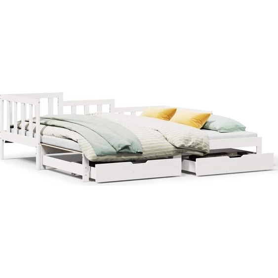 vidaXL Lit de jour extensible avec tiroirs sans matelas blanc 90x190cm