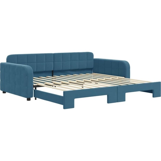 vidaXL Lit de jour extensible bleu 100x200 cm velours
