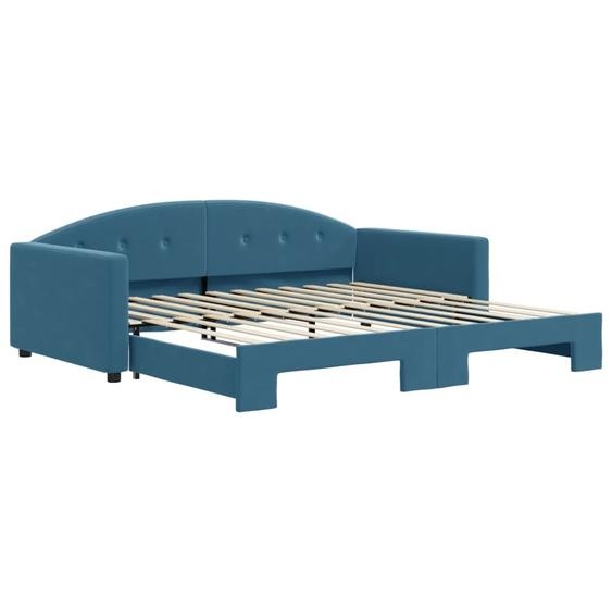 vidaXL Lit de jour extensible bleu 100x200 cm velours