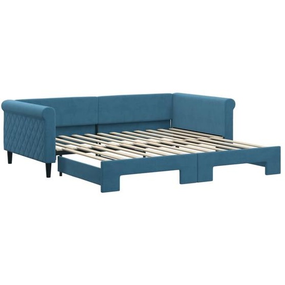 vidaXL Lit de jour extensible bleu 100x200 cm velours