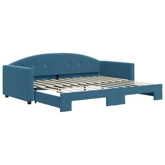 vidaXL Lit de jour extensible bleu 90x200 cm velours