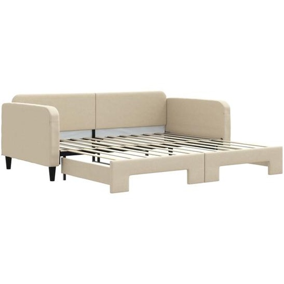 vidaXL Lit de jour extensible Crème 100x200 cm Tissu