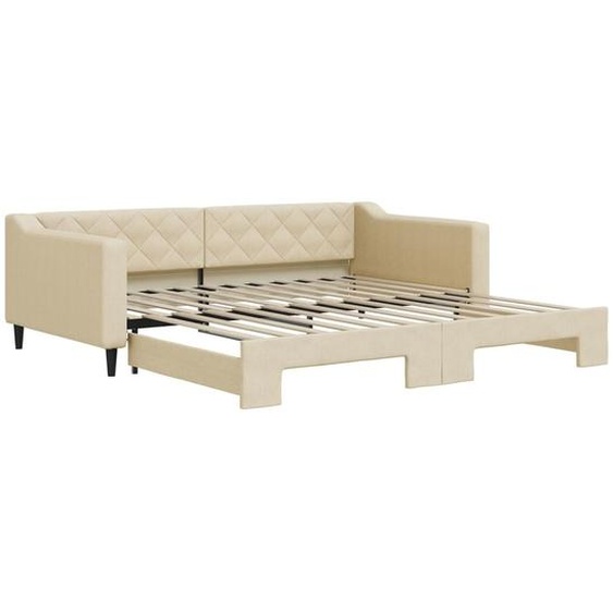 vidaXL Lit de jour extensible Crème 100x200 cm Tissu