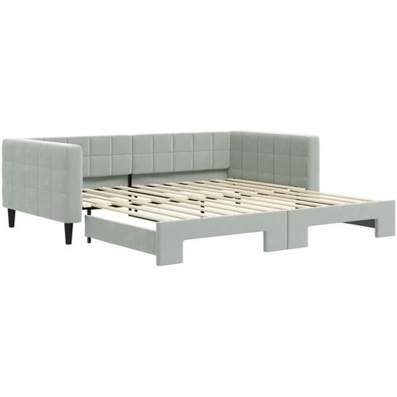 vidaXL Lit de jour extensible gris clair 100x200 cm velours