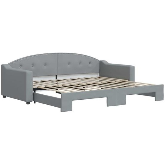 vidaXL Lit de jour extensible gris clair 90x200 cm Tissu