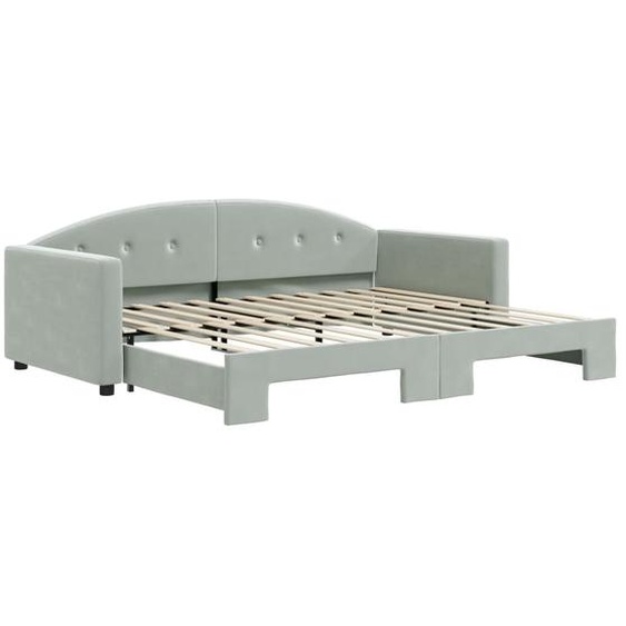 vidaXL Lit de jour extensible gris clair 90x200 cm velours