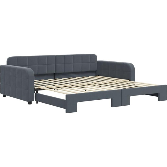 vidaXL Lit de jour extensible gris foncé 100x200 cm velours