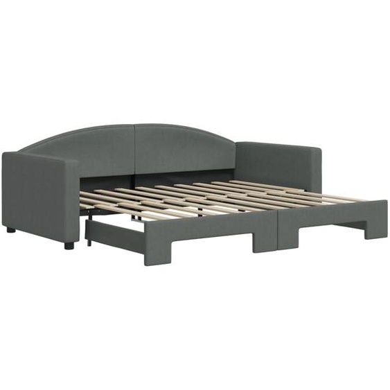 vidaXL Lit de jour extensible gris foncé 90x190 cm Tissu